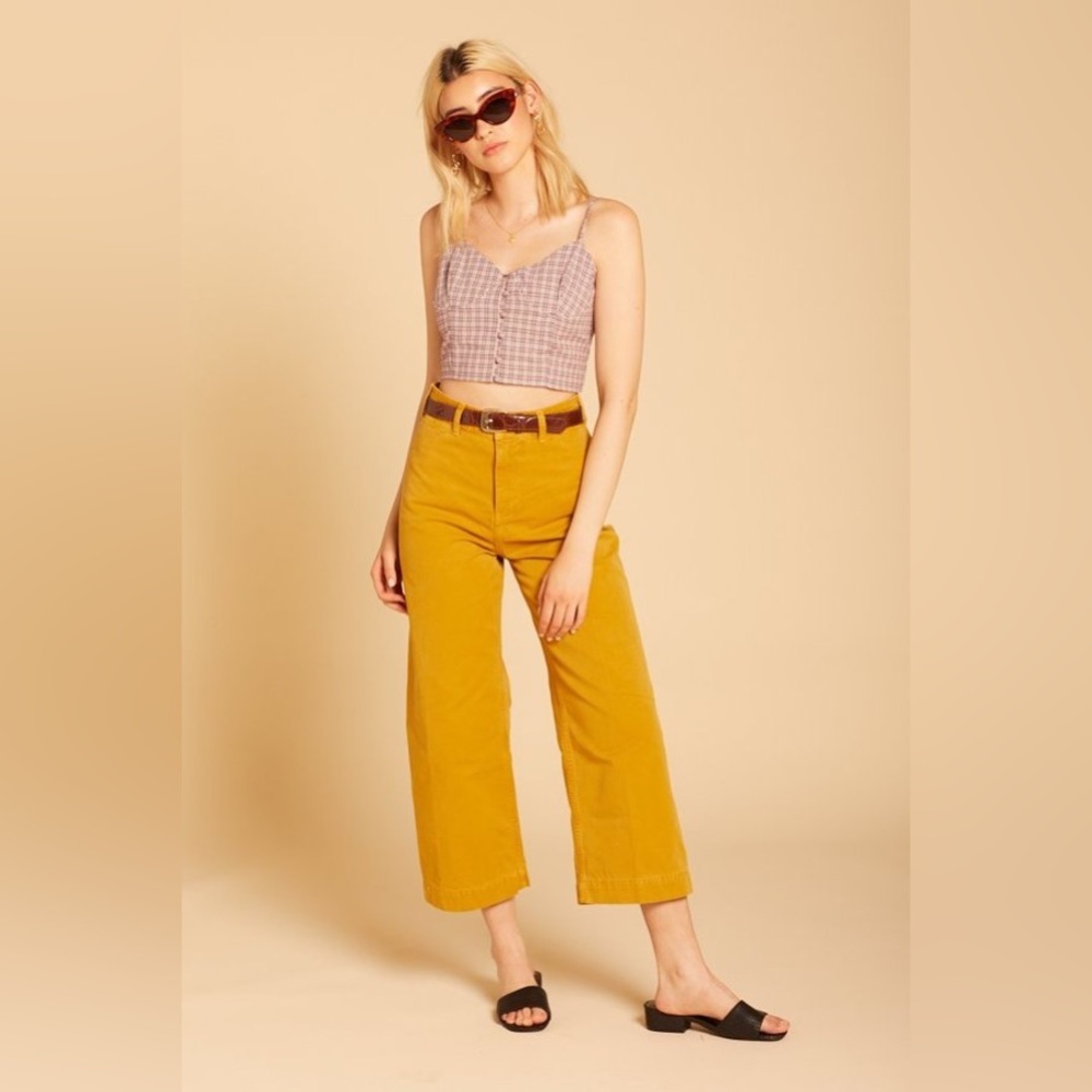 FREE People We the Free Patti Pant in Graham Cracker Wide Leg Cropped Cotton 25 - Picture 2 of 12